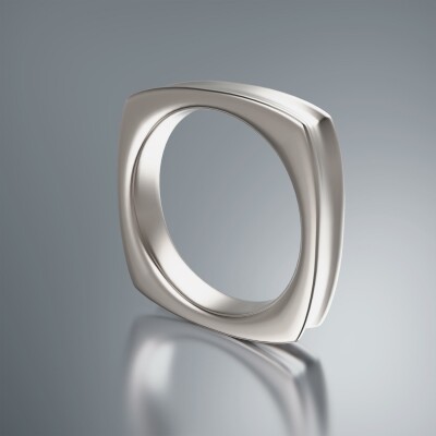 Platinum 5mm Cushion Shank Concave Ring