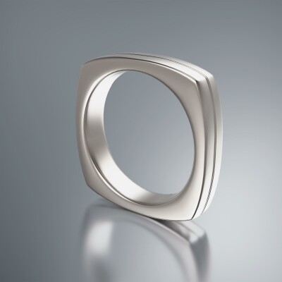 Platinum 5mm Cushion Shank Grooved Ring
