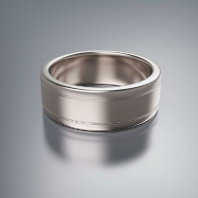 Platinum 8mm Flat Grooved Ring