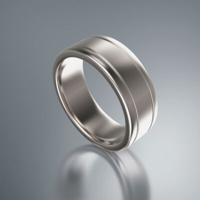 Platinum 8mm Flat Grooved Ring