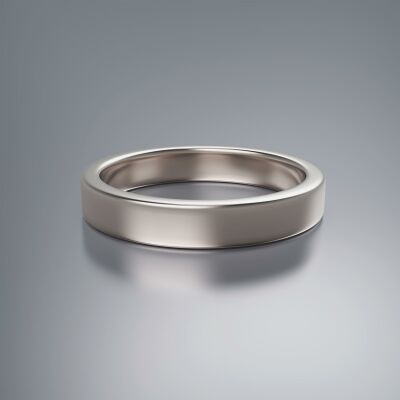 Platinum 4mm Flat Plain Ring