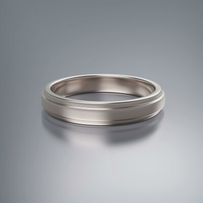 Platinum 4mm Flat Stepped Ring