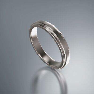Platinum 4mm Flat Stepped Ring