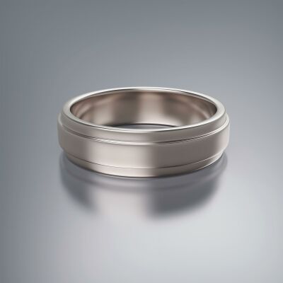 Platinum 6mm Flat Stepped Ring