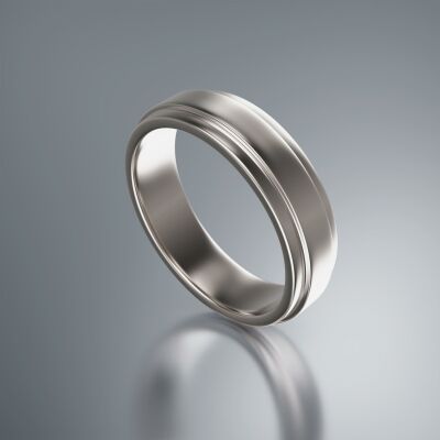 Platinum 6mm Flat Stepped Ring