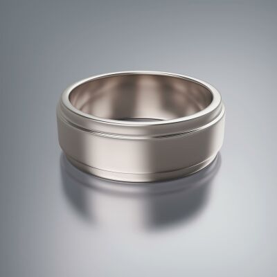 Platinum 8mm Flat Stepped Ring