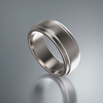 Platinum 8mm Flat Stepped Ring