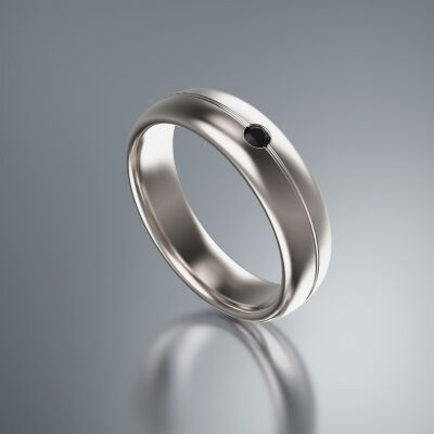 Platinum 6mm Halfround Grooved Diamond Ring
