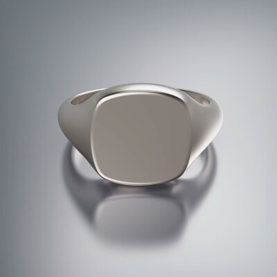 Platinum 12mm Signet Cushion Ring