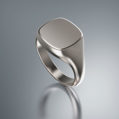 Platinum 12mm Signet Cushion Ring