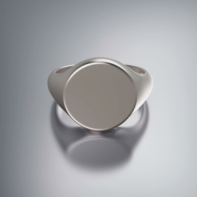 Platinum 14mm Signet Round Ring