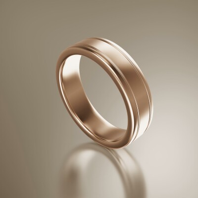 Rose Gold 6mm Flat Grooved Ring