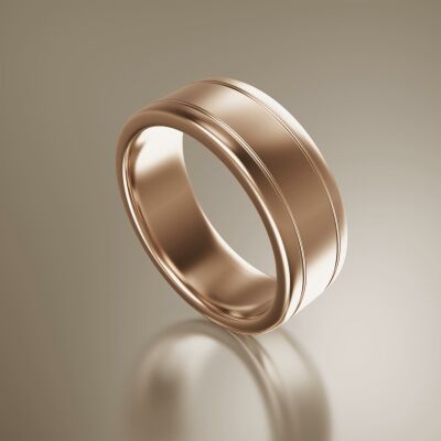 Rose Gold 8mm Flat Grooved Ring