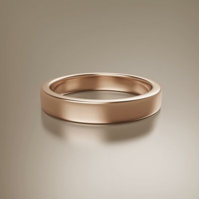 Rose Gold 4mm Flat Plain Ring