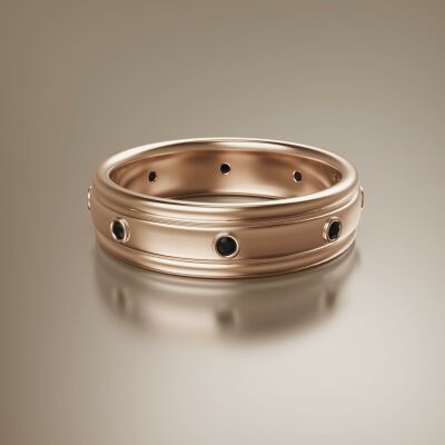 Rose Gold 6mm Double Grooved Diamond Ring