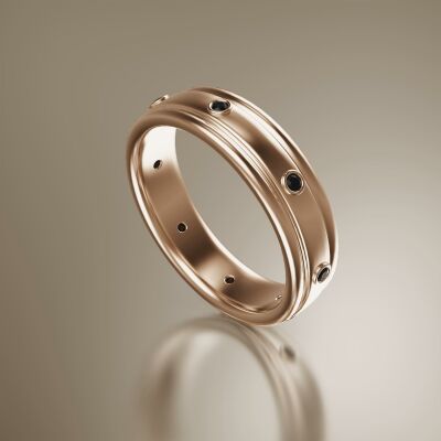 Rose Gold 6mm Double Grooved Diamond Ring