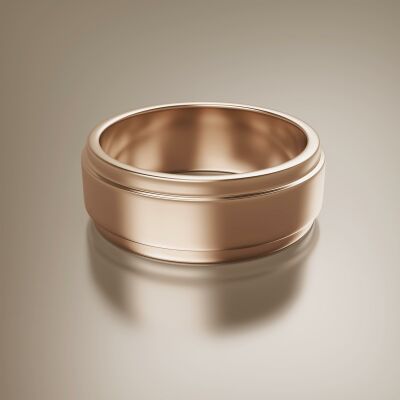 Rose Gold 8mm Flat Stepped Ring