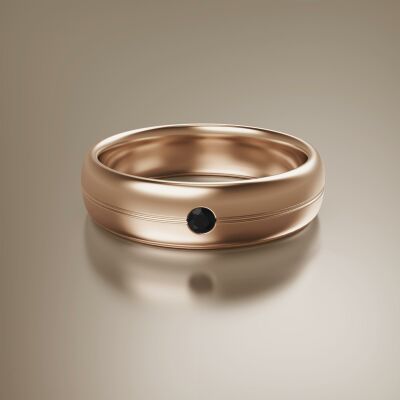 Rose Gold 6mm Halfround Grooved Diamond Ring