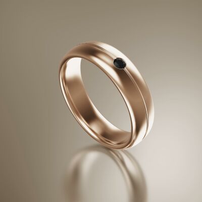 Rose Gold 6mm Halfround Grooved Diamond Ring