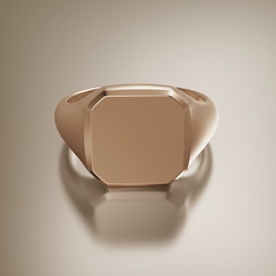 Rose Gold 12mm Signet Square Bevel Ring