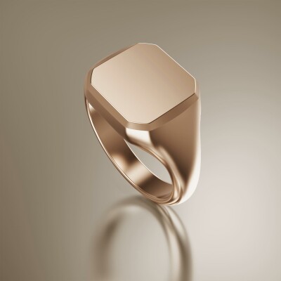 Rose Gold 12mm Signet Square Bevel Ring
