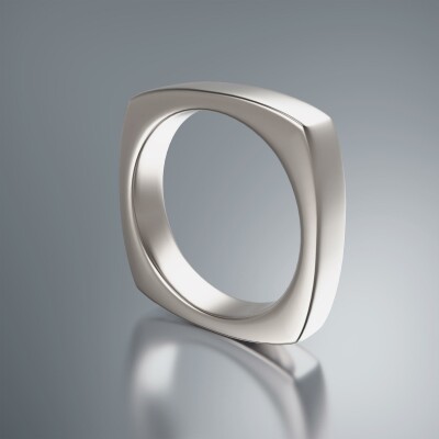 White Gold 5mm Cushion Shank Flat Ring