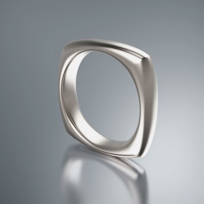 White Gold 5mm Cushion Shank Halfround Ring