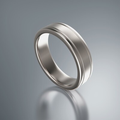 White Gold 6mm Flat Grooved Ring