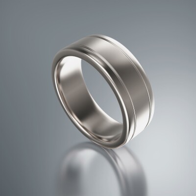 White Gold 8mm Flat Grooved Ring