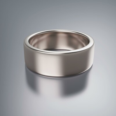 White Gold 8mm Flat Plain Ring