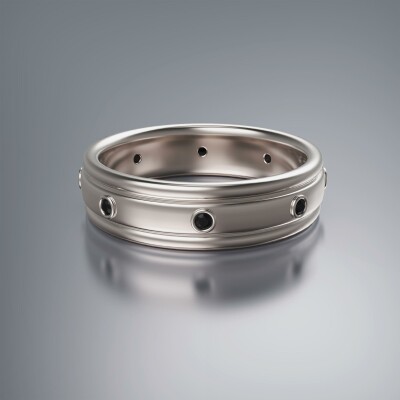White Gold 6mm Double Grooved Diamond Ring