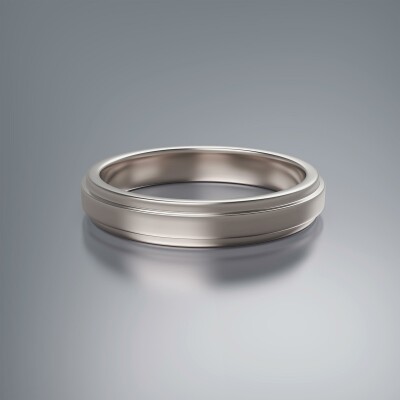 White Gold 4mm Flat Stepped Ring