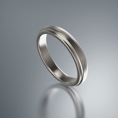 White Gold 4mm Flat Stepped Ring