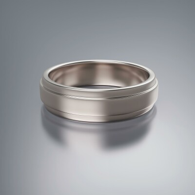 White Gold 6mm Flat Stepped Ring