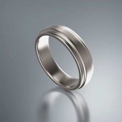 White Gold 6mm Flat Stepped Ring