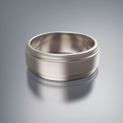 White Gold 8mm Flat Stepped Ring