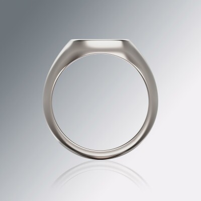 White Gold 12mm Signet Cushion Ring