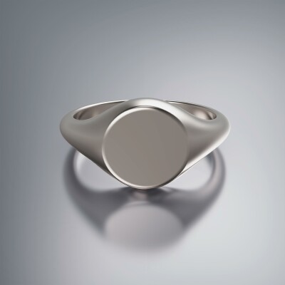 White Gold 10mm Signet Round Ring