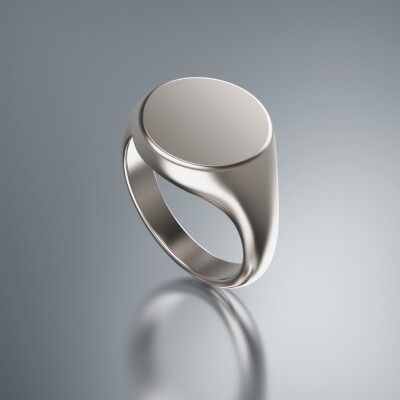 White Gold 14mm Signet Round Ring