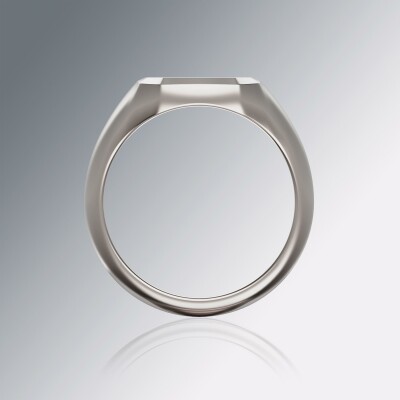 White Gold 12mm Signet Square Bevel Ring