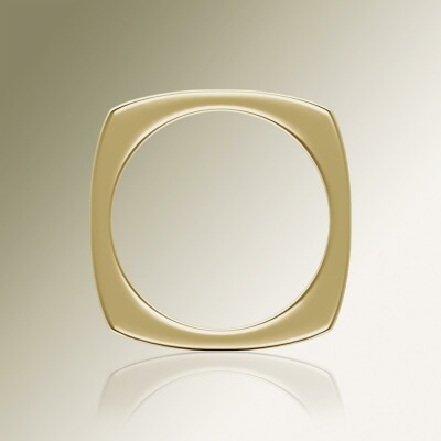 Yellow Gold 5mm Cushion Shank Concave Ring