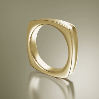 Yellow Gold 5mm Cushion Shank Concave Ring
