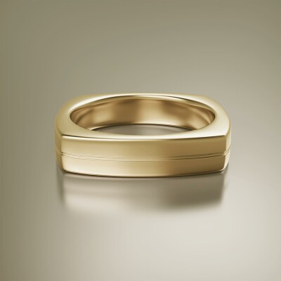 Yellow Gold 5mm Cushion Shank Grooved Ring