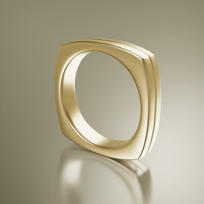 Yellow Gold 5mm Cushion Shank Grooved Ring
