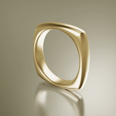 Yellow Gold 5mm Cushion Shank Halfround Ring