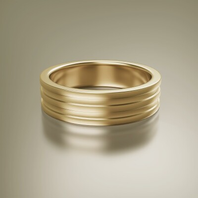 Yellow Gold 6mm Flat Double Stepped Ring
