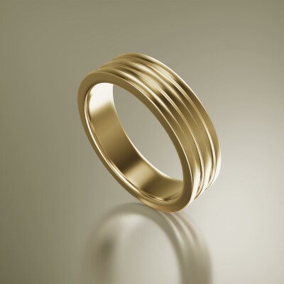 Yellow Gold 6mm Flat Double Stepped Ring