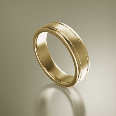 Yellow Gold 6mm Flat Grooved Ring