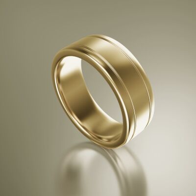 Yellow Gold 8mm Flat Grooved Ring