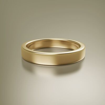 Yellow Gold 4mm Flat Plain Ring